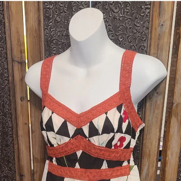 Boho Butterfly Print Sundress – Sleeveless with Crochet Trim – Size S - Picture 6 of 7